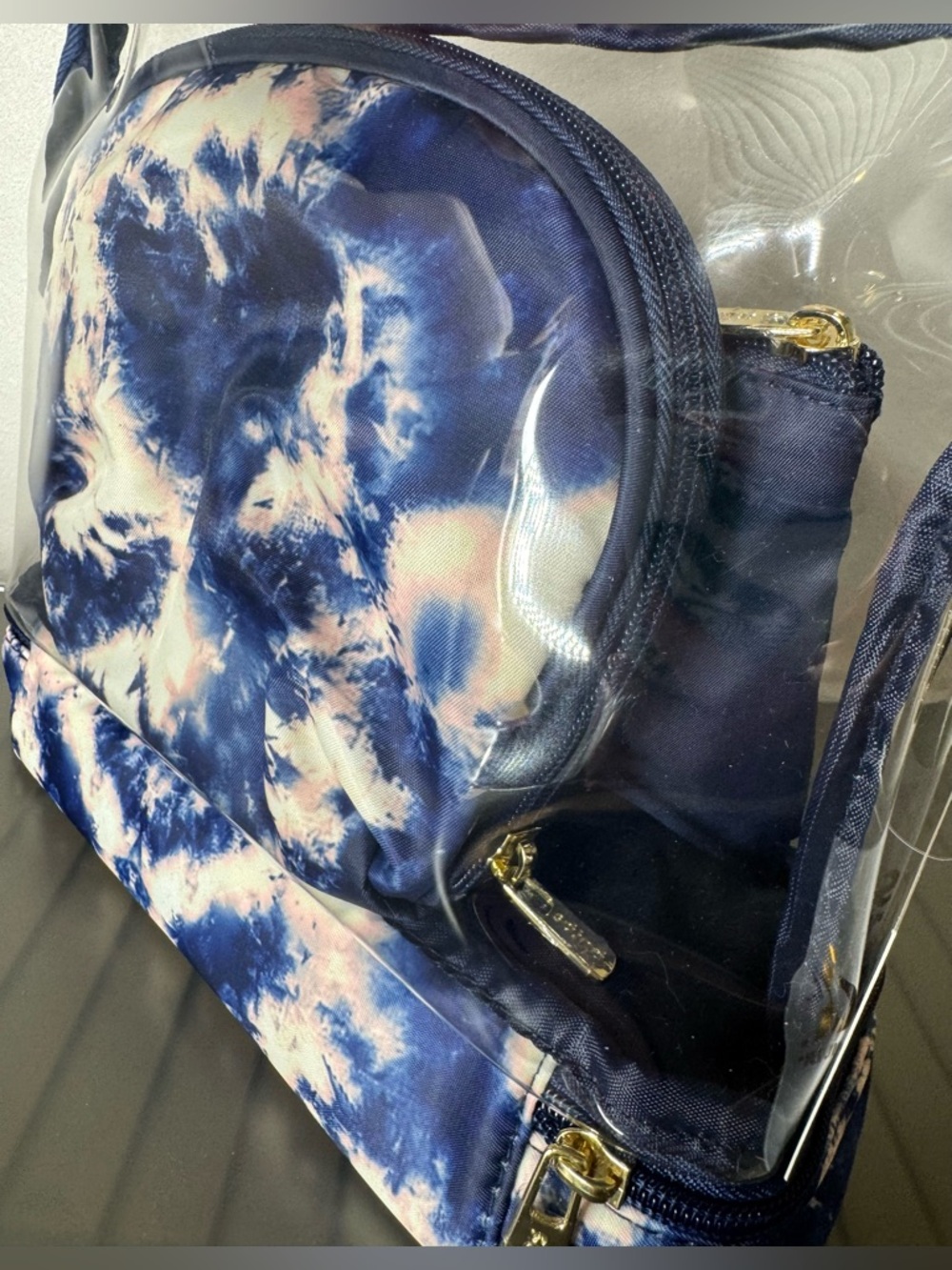 scünci Tie-Dye Clear Cosmetic Bag Set 3pc clear zippered sturdy case boho - Picture 5 of 7